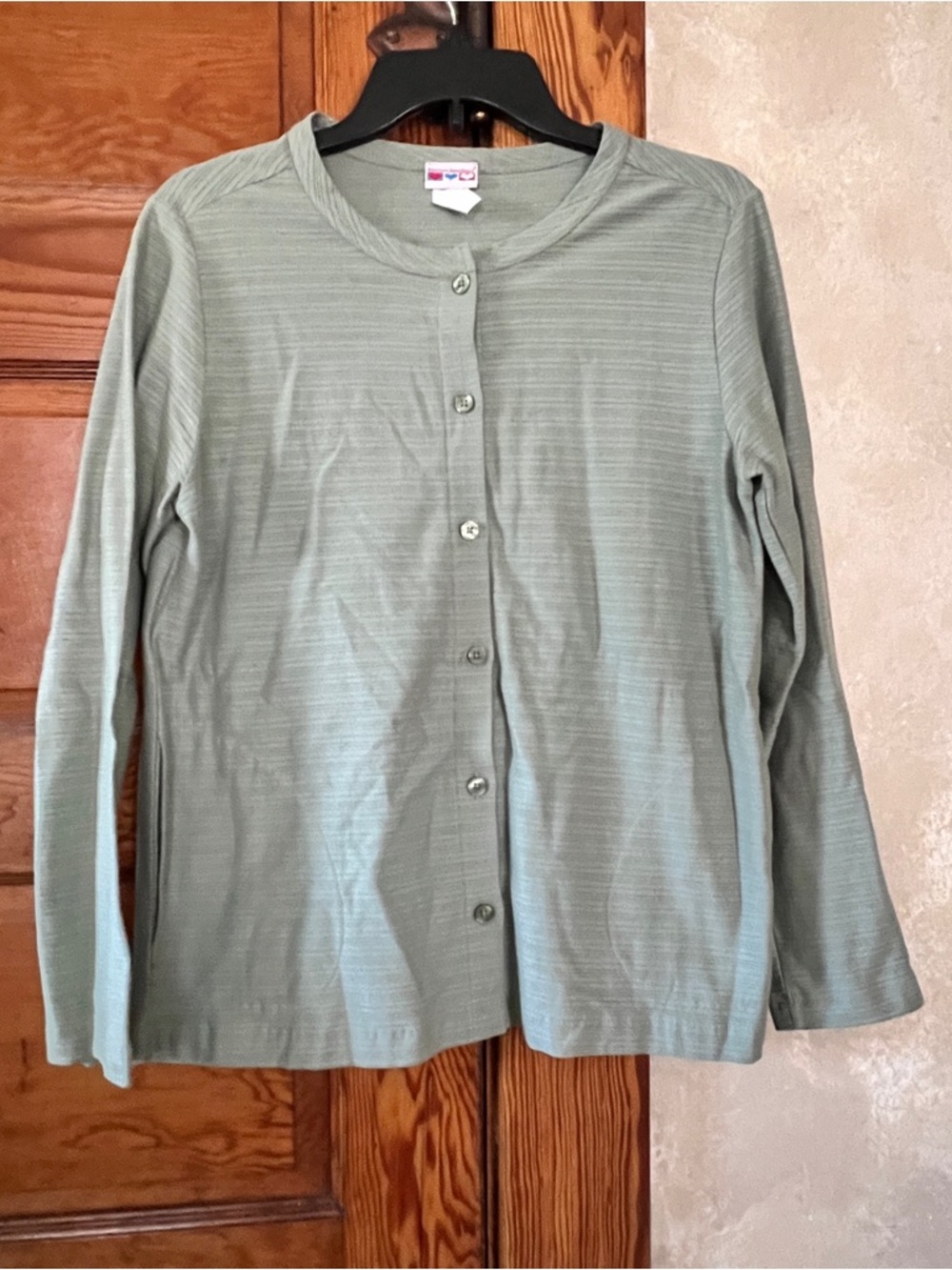 American Sweetheart Women’s Sage Green Button Up Long Sleeve Top 100% Cotton